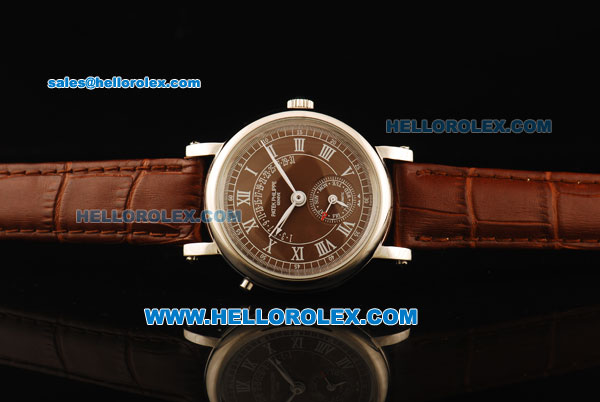 Patek Philippe Calatrava Automatic Movement Steel Case with Brown Dial and Brown Leather Strap-ETA Coating Case - Click Image to Close